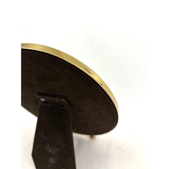 Vintage Solid Brass Oval Footed Picture Frame 5x7 Hand Polished Lacquer Coated - Picture 4 of 8